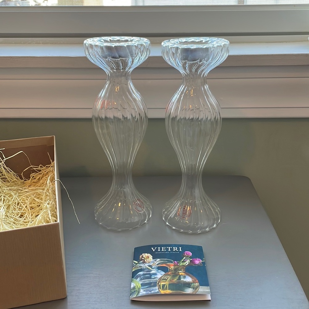 Vietri glass candle holders/flower vase